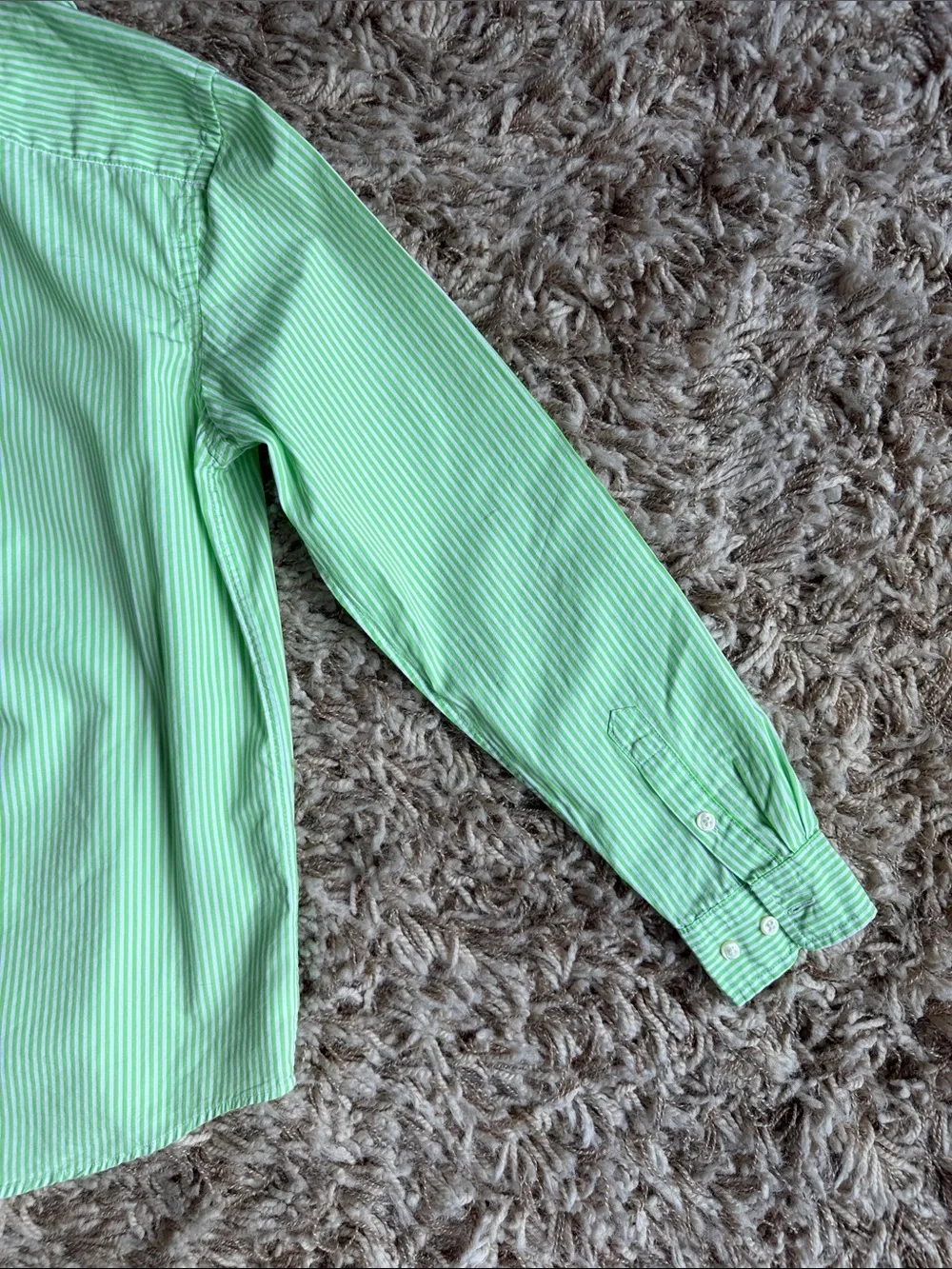 Ralph Lauren Light/lime Green Pinstripe Button-Down LARGE 14/16 Long Sleeve